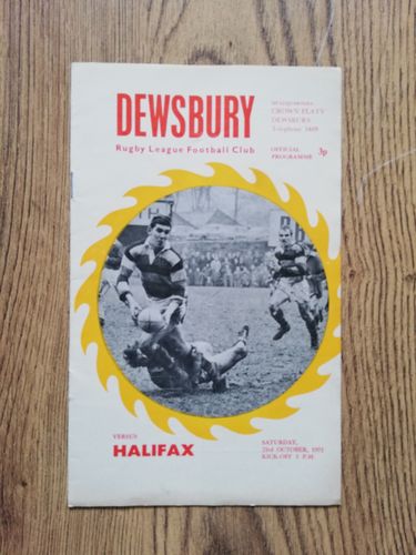 Dewsbury v Halifax Oct 1971 Rugby League Programme