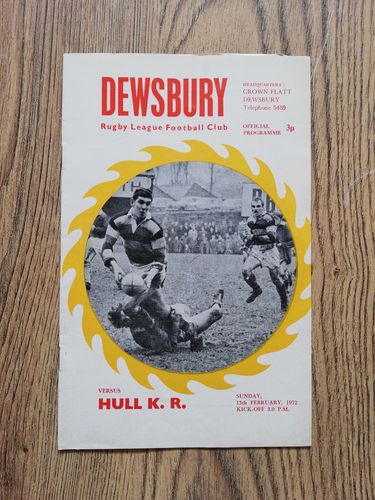 Dewsbury v Hull KR Feb 1972 Rugby League Programme
