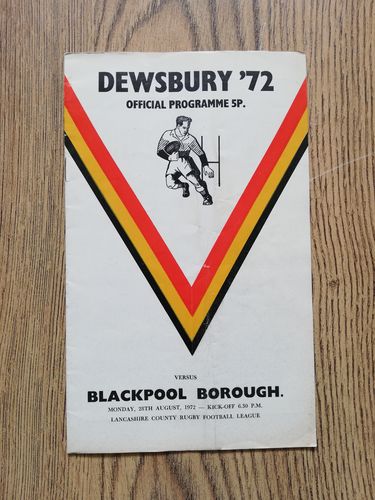 Dewsbury v Blackpool Aug 1972 Rugby League Programme