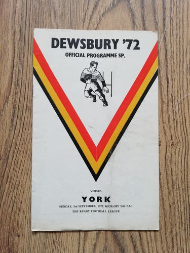 Dewsbury v York Sept 1972 Rugby League Programme