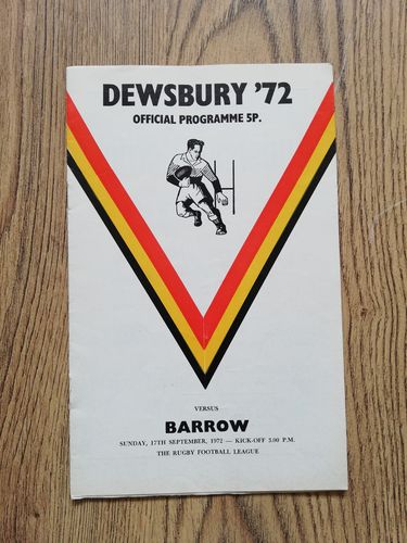 Dewsbury v Barrow Sept 1972 Rugby League Programme