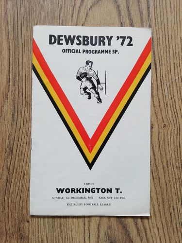 Dewsbury v Workington Dec 1972 Rugby League Programme