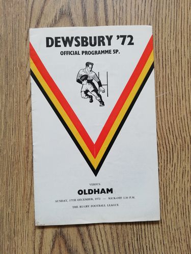 Dewsbury v Oldham Dec 1972 Rugby League Programme