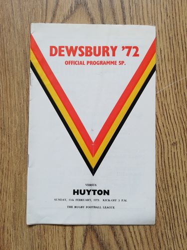 Dewsbury v Huyton Feb 1973 Rugby League Programme