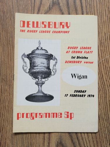 Dewsbury v Wigan Feb 1974 Rugby League Programme