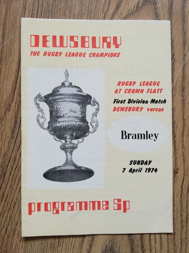 Dewsbury v Bramley April 1974 Rugby League Programme