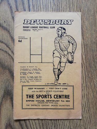 Dewsbury v Blackpool Dec 1963 Rugby League Programme