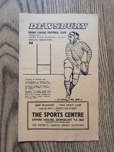 Dewsbury v Oldham Aug 1964 Rugby League Programme