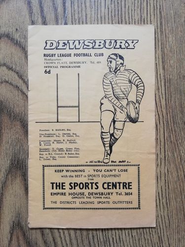 Dewsbury v Bramley Sept 1964 Rugby League Programme
