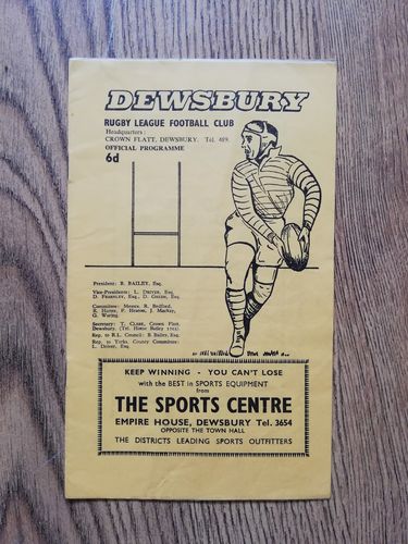 Dewsbury v Wakefield Sept 1964 Yorkshire Cup Rugby League Programme