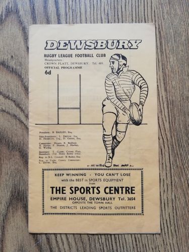 Dewsbury v Hull KR Dec 1964 Rugby League Programme