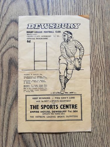 Dewsbury v Wakefield Feb 1965 Challenge Cup Rugby League Programme