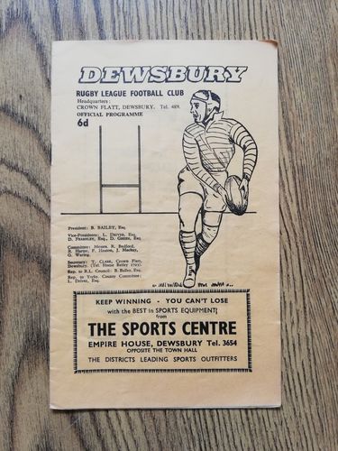 Dewsbury v Hunslet April 1965 Rugby League Programme