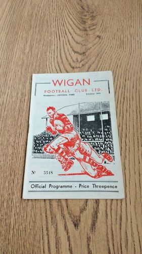 Wigan v Warrington Jan 1959 Rugby League Programme