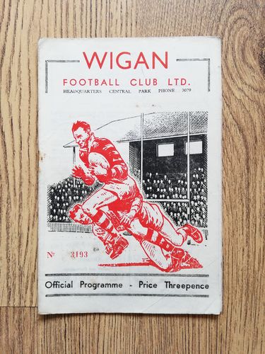 Wigan v Whitehaven Feb 1958 Challenge Cup Rugby League Programme