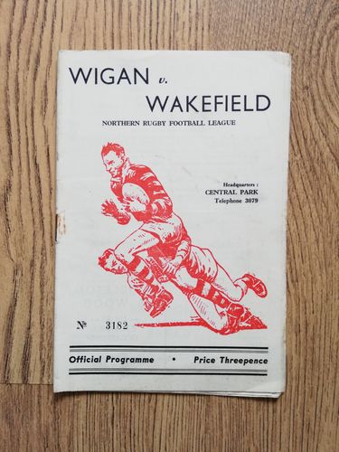 Wigan v Wakefield Trinity Sept 1959 Rugby League Programme