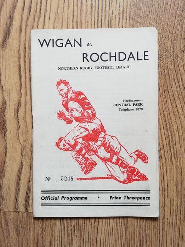 Wigan v Rochdale Sept 1959 Rugby League Programme