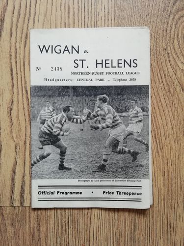 Wigan v St Helens Dec 1959 Rugby League Programme