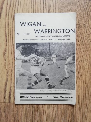 Wigan v Warrington Jan 1960 Rugby League Programme