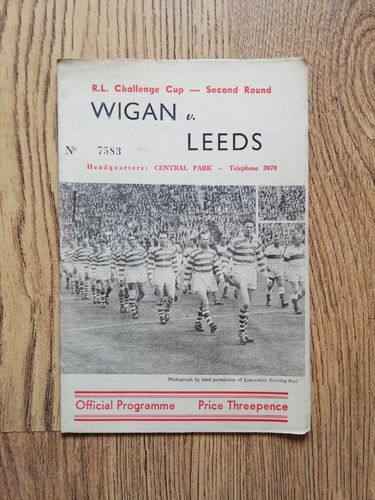 Wigan v Leeds Feb 1960 Challenge Cup Rugby League Programme