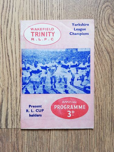 Wakefield Trinity v Halifax Aug 1960 Yorkshire Cup Rugby League Programme