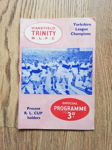 Wakefield Trinity v Wigan Nov 1960 Rugby League Programme