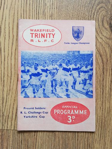 Wakefield Trinity v Castleford Dec 1960 Rugby League Programme