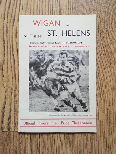 Wigan v St Helens April 1963 Rugby League Programme