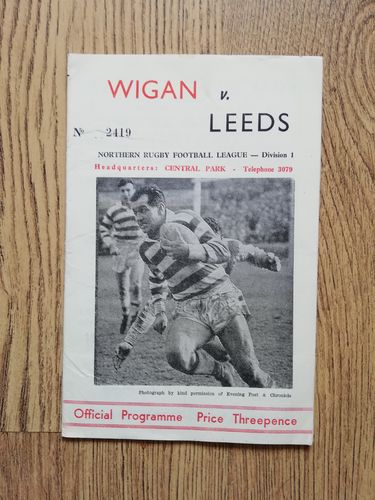 Wigan v Leeds Sept 1963 Rugby League Programme