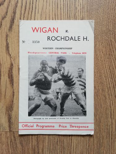 Wigan v Rochdale Oct 1963 Rugby League Programme
