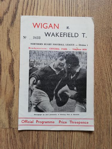 Wigan v Wakefield Oct 1963 Rugby League Programme