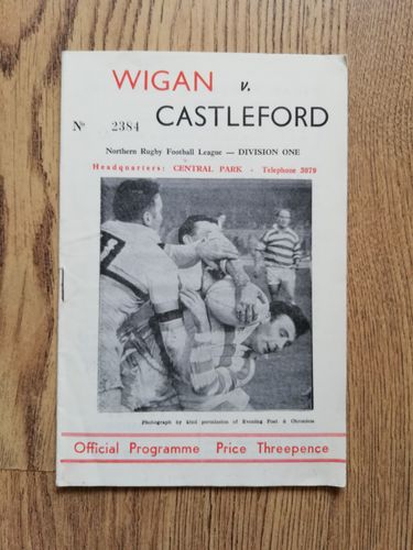 Wigan v Castleford Nov 1963 Rugby League Programme