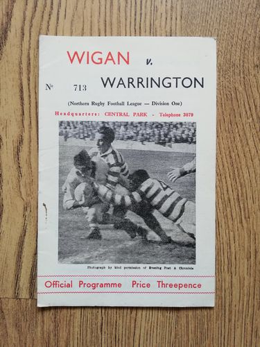 Wigan v Warrington Jan 1964 Rugby League Programme