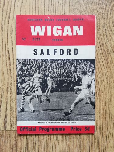 Wigan v Salford Sept 1964 Lancashire Cup Rugby League Programme