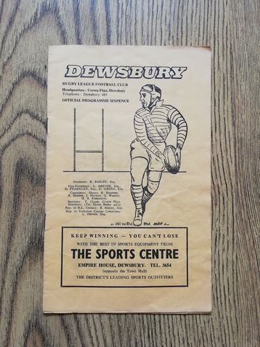 Dewsbury v Bramley Aug 1965 Rugby League Programme