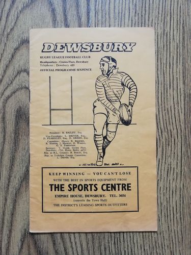 Dewsbury v Huddersfield Sept 1965 Yorkshire Cup Rugby League Programme
