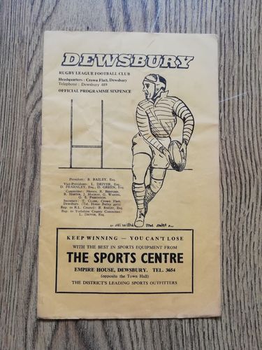 Dewsbury v Doncaster Dec 1965 Rugby League Programme