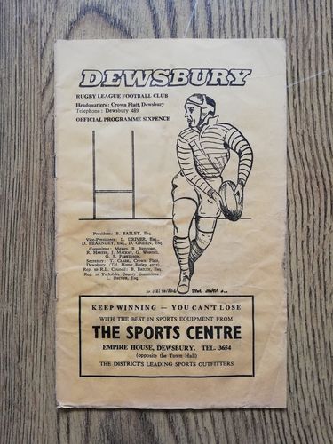 Dewsbury v Barrow Jan 1966 Rugby League Programme