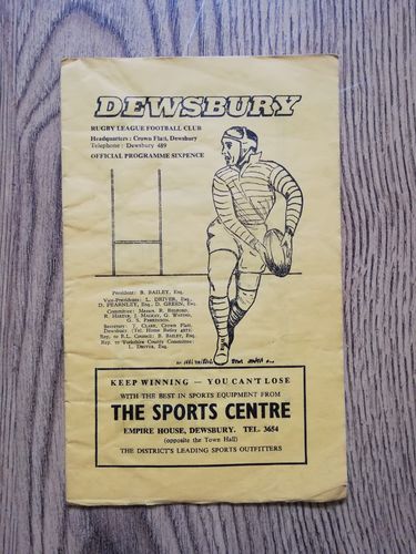 Dewsbury v Huddersfield April 1966 Challenge Cup Rugby League Programme