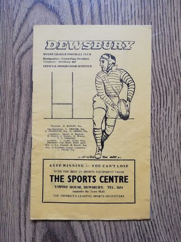 Dewsbury v Hunslet April 1966 Rugby League Programme