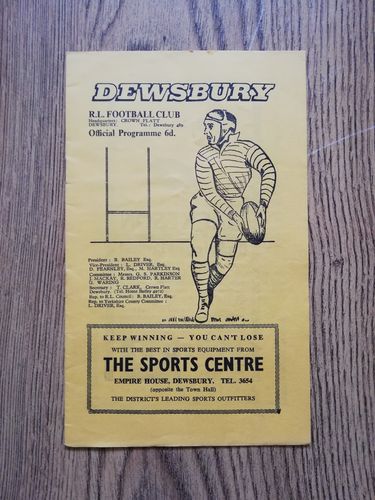 Dewsbury v Bramley Aug 1966 Rugby League Programme