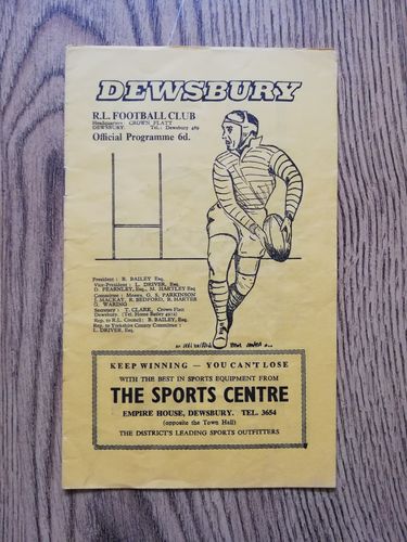 Dewsbury v Bradford Aug 1966 Rugby League Programme