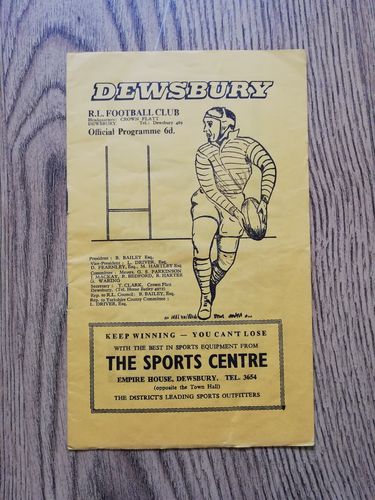 Dewsbury v York Oct 1966 Rugby League Programme