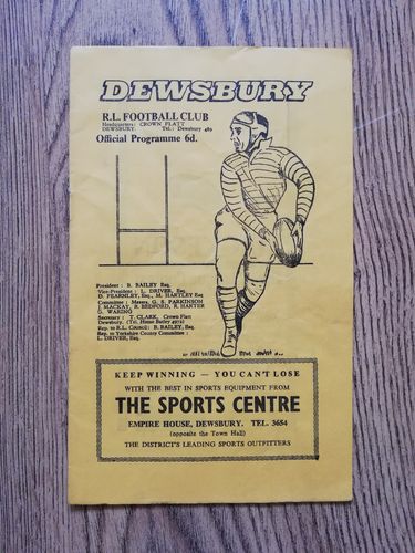 Dewsbury v Wakefield Nov 1966 Rugby League Programme