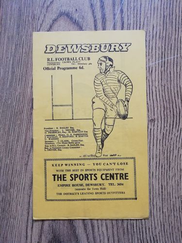 Dewsbury v Doncaster Dec 1966 Rugby League Programme