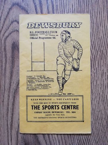 Dewsbury v Whitehaven Dec 1966 Rugby League Programme