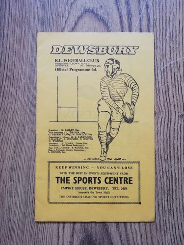 Dewsbury v Batley Dec 1966 Rugby League Programme