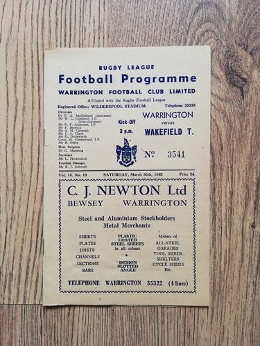 Warrington v Wakefield March 1963