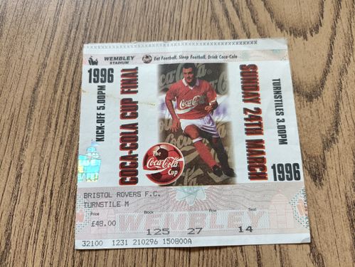 Aston Villa v Leeds United March 1996 Coca-Cola Cup Final Used Football Ticket