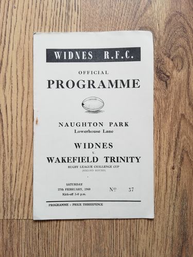 Widnes v Wakefield Feb 1960 Challenge Cup Rugby League Programme